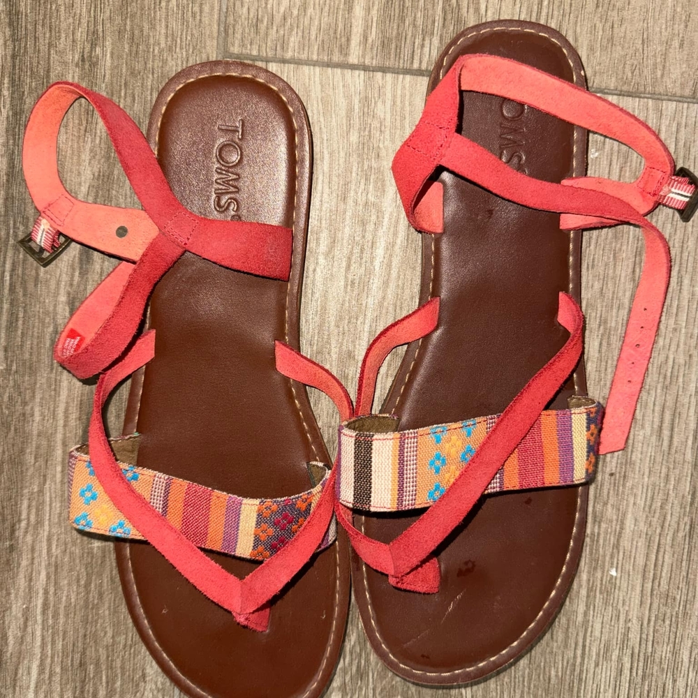 Toms Multicolored Sandals With Adjustable Straps Size 10 New